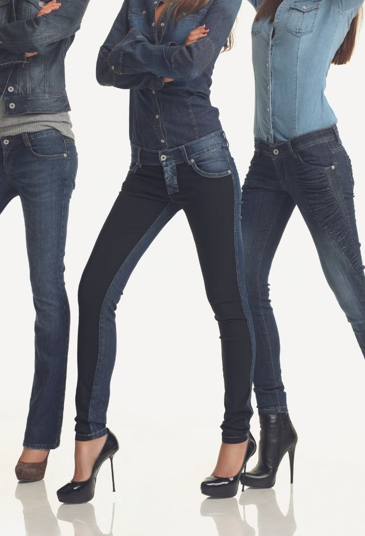 Jeans combinado tejido elástico